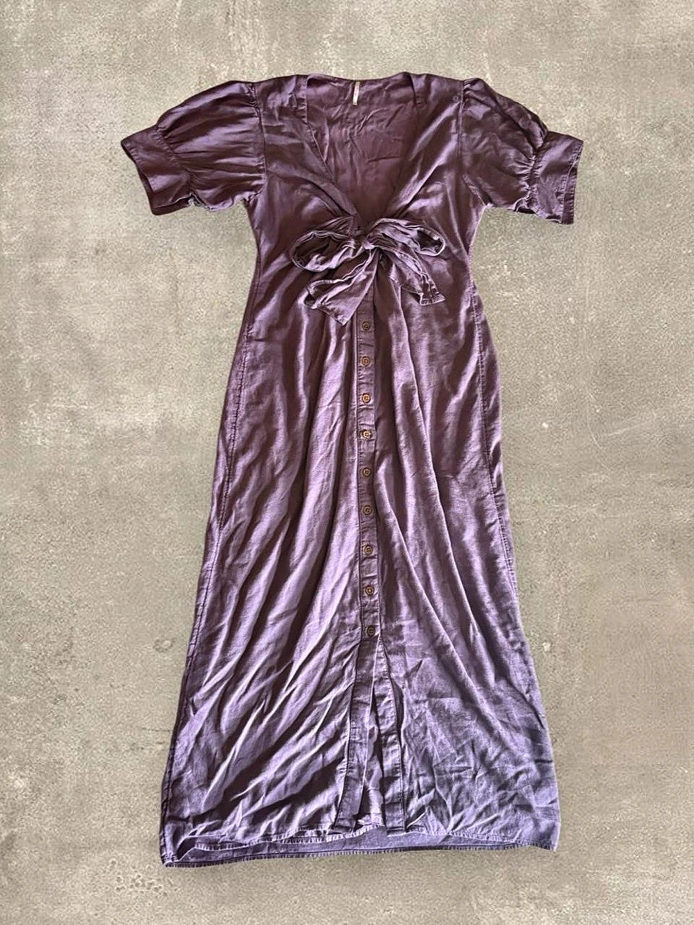 Free People vintage summer  maxi dress with button-up front and bow tie detail b